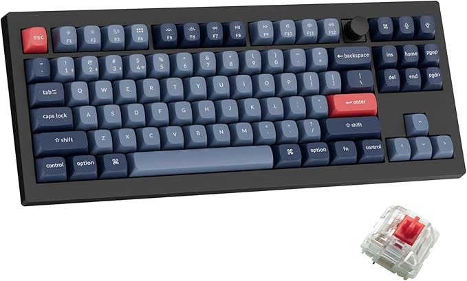 Keychron V3 Max TKL Wireless Mechanical Keyboard, QMK/VIA RGB Bluetooth/2.4 GHz/Wired, 87 Keys Hot-Swappable with Gateron Red Switch, Compatible with Mac Windows Linux