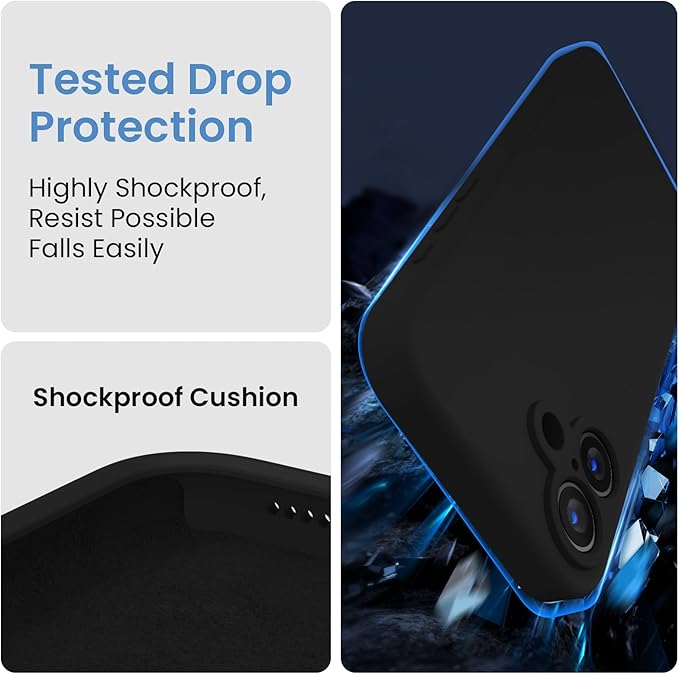 FireNova Designed for iPhone 16 Plus Case, Silicone Upgraded [Camera Protection] Case, with Soft Anti-Scratch Microfiber Lining Inside, 6.7 inch, Black