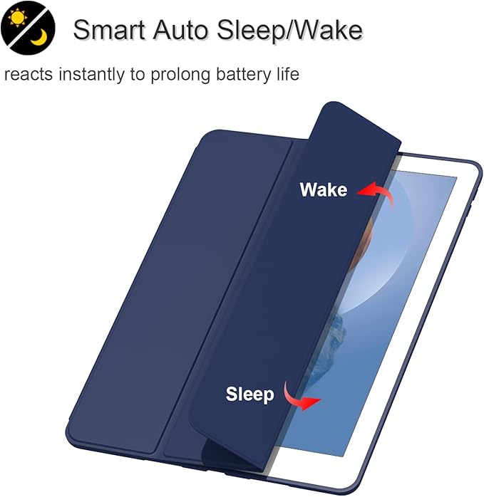 Case for iPad Air 3 / Pro 10.5 Inch, Lightweight Slim Soft TPU Trifold Stand Smart Cover, Auto Sleep/Wake Case with Pencil Holder for iPad Air 3rd Generation/Pro 10.5 - Navy Blue