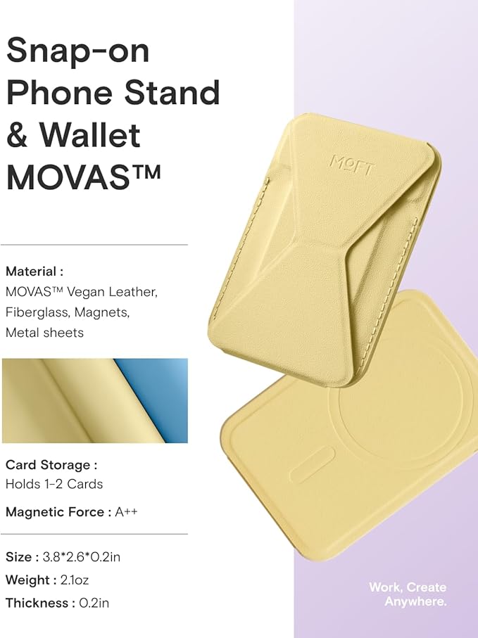 MOFT Magnetic Wallet Stand Compatible with iPhone 17/16/15/14/13/12 Series, Angle Adjustment & Magsafe Compatible MOVAS Phone Stand,Panna Cotta