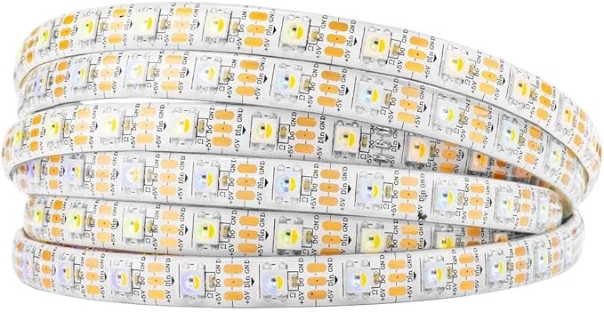 BTF-LIGHTING RGBW RGB+Warm White SK6812 (Similar WS2812B) 4 Colors in 1 LED Strip Individually Addressable 16.4ft 60Pixel/m 300LED Light Dream Color IP65 DC5V White PCB (No Adapter or Controller)