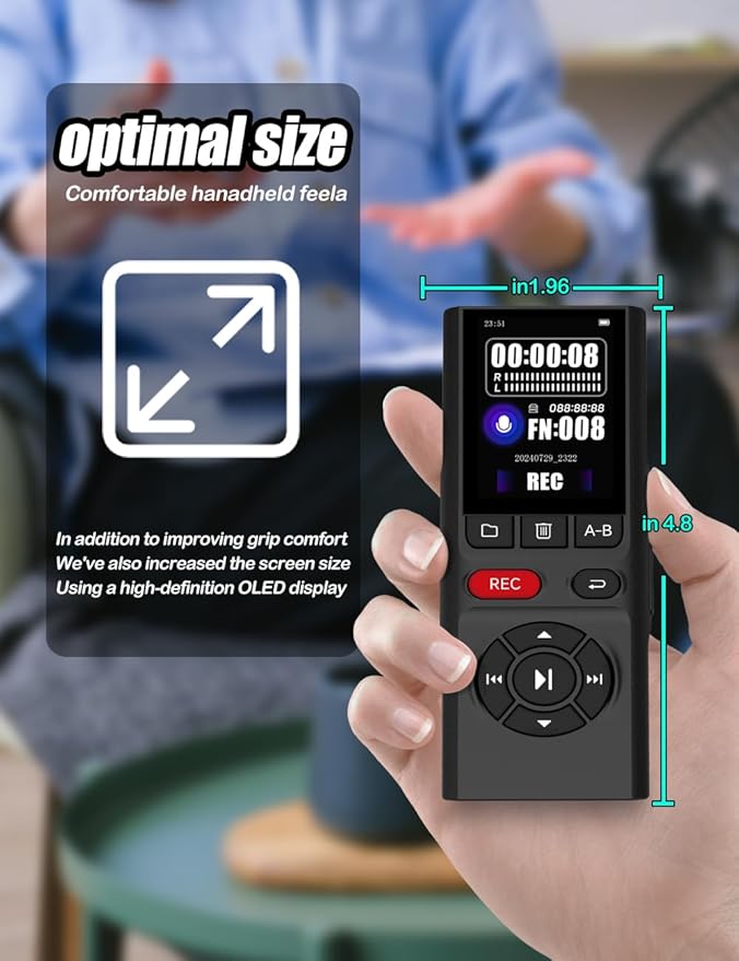 64GB Jaswill Digital Voice Recorder with Playback Long Battery 2-inch Screen MP3 Audio Recording for Meetings Lectures and Interviews Portable USB Recording Device with Voice Activation