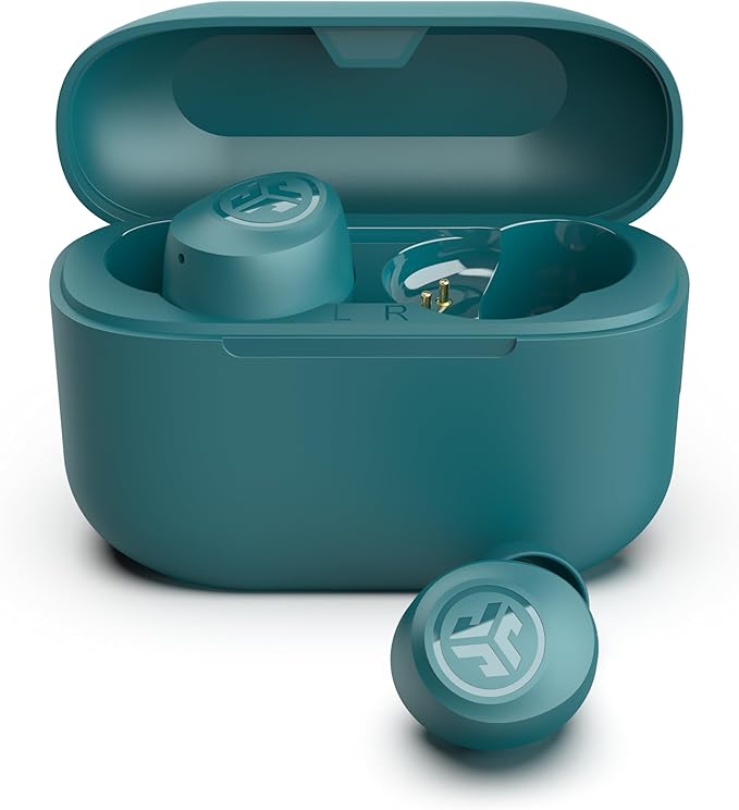 JLab Go Air Pop+, True Wireless Earbuds, Bluetooth Earbuds with Microphone, Dual Connect, USB-C Charging Case, Teal