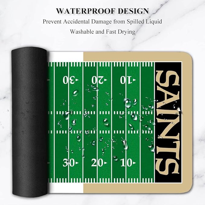 Large Gaming Mouse Pad, Mousepad with Non-Slip Rubber Base for Laptop Computer Desktop Keyboard,Football Fans Boy Husband Gift Gold Design Mat
