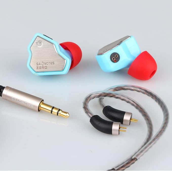 Linsoul 7Hz Salnotes Zero HiFi 10mm Dynamic Driver in-Ear Earphone IEM with Metal Composite Diaphragm Stainless Steel Faceplate Detachable 2Pin OFC Cable (Blue, Without Mic)