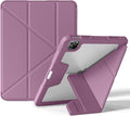 Case for iPad Pro 11 inch (4th/3rd/2nd Generation) 2022/2021/2020 with Clear Back, Multi-Angle Stand, Soft Silicone & Shockproof Tablet Protective Case (Purple)