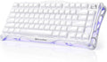 GravaStar Mercury K1 75% White Wireless Keyboard, Aluminum Alloy Exoskeleton Design Mechanical Gaming Keyboard, Gasket Hot-Swap Socket, Linear Switches, RGB Backlit