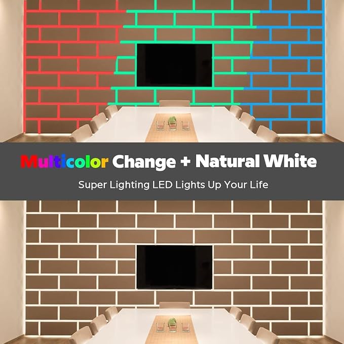 12V RGB+W Zigzag LED Light Strip for Signage, 16.4Ft 240 LEDs 5050 SMD Bright Color-Changing RGB+4000K Flexible S-Shaped Fully Bendable LED Tape IP20 Non-Waterproof (RGB+4000K)