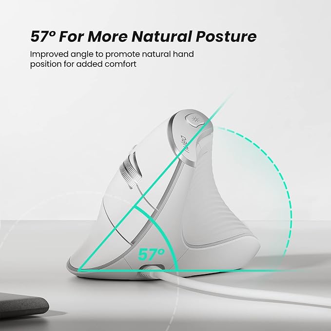 Nulea M504 Wired Vertical Mouse, USB Ergonomic Optical Mouse with 4 Adjustable DPI, 11 RGB Backlight Modes, Compatible for Laptop, PC, Desktop, Mac, White
