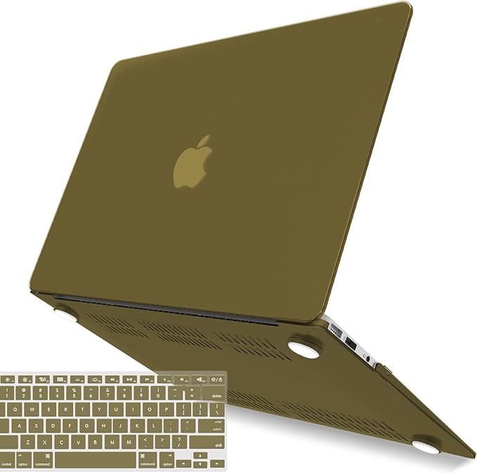 IBENZER Compatible with Old Version MacBook Air 13 Inch Case (2010-2017 Release). Models: A1466 / A1369, Plastic Hard Shell Case with Keyboard Cover for Mac Air 13, Olive Green, A13OLGN+1