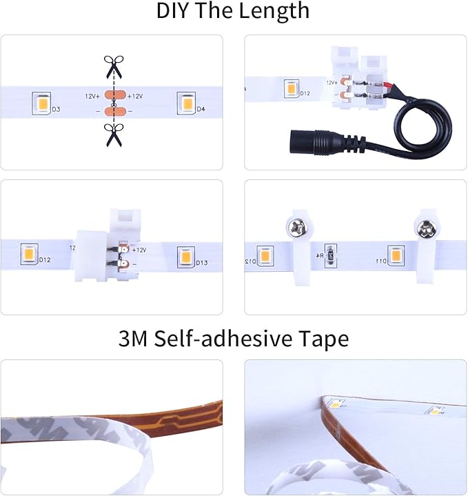 LED Strip Lights Warm White 50ft Dimmable 3000K Strip Lighting, 12V 15M 900 LEDs 2835 Flexible led Light for Bedroom, Kitchen, Home Decoration