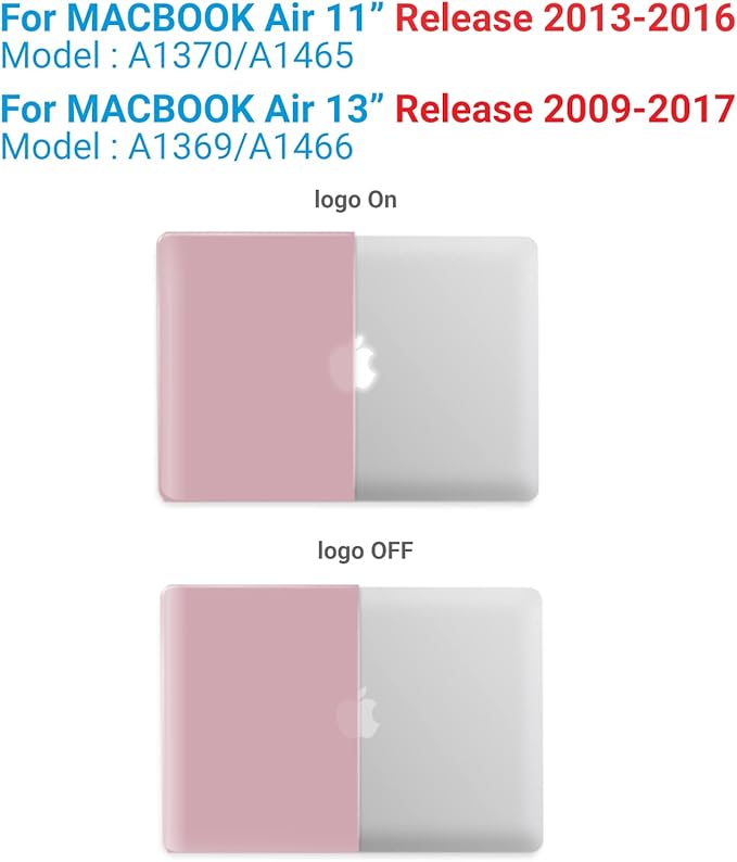 IBENZER Compatible with MacBook Air 11 Inch Case Model A1370 A1465, Soft Touch Plastic Hard Shell Case Bundle with Keyboard Cover for Mac Air 11, Rose Gold, A11MPK+1A