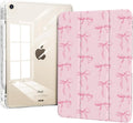 Case for iPad mini 7 2024 (A17 Pro)/ iPad mini 6 (2021), iPad 8.3-inch 7th/6th Generation Case, Trifold Stand Protective Slim Clear Back Cover with Pencil Holder, Pink Bows
