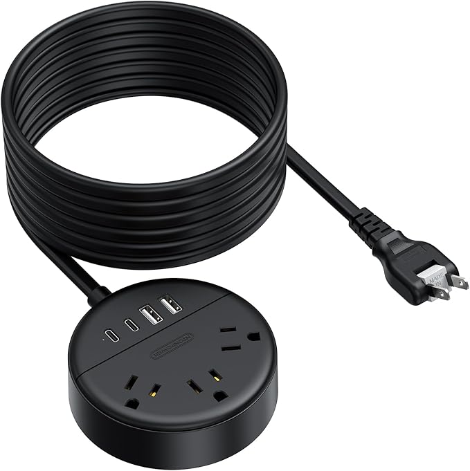 NTONPOWER 2 Prong Extension Cord 15ft, 1875W/15A 2 Prong Power Strip, 2 Prong to 3 Prong Outlet Adapter with Rotatable Plug, 3 AC Outlets 4 USB(2 USB C), Wall Mount, Ideal for Older House, Home Office