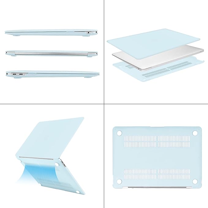 MOSISO Compatible with MacBook Air 13 inch Case M1 2021 2020 2019 2018 Release A2337 A2179 A1932 Touch ID, Plastic Hard Shell Cover&Keyboard Cover for MacBook Air 13.3 inch Case M1, Cloud Blue