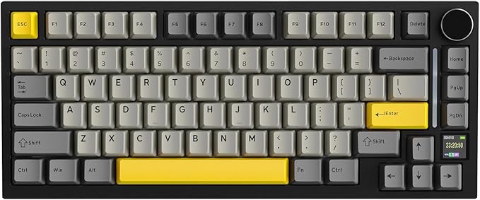 ATTACK SHARK X820 Ultra 75% Wireless Gaming Mechanical Keyboard Hot-Swappable Gasket Mount RGB Backlit BT/2.4G/Wired Custom Keyboard with Smart TFT Display&Knob QMK Driver-Star Black&Gift Switch