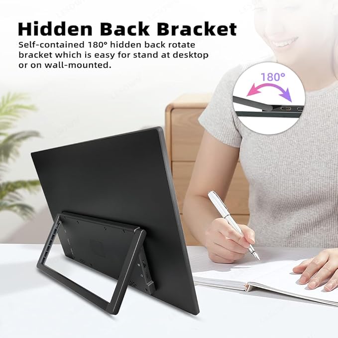 14 inch Ultra-Slim Portable Monitor 1920x1080 IPS HDR Wide Screen USB-C HDMI VESA External Display Plug&Play for Laptop PC Phone