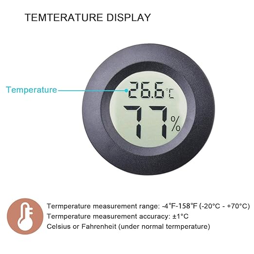 4pcs Mini Hygrometer Thermometer Indoor Outdoor Round Humidity Meter Temperature Gauge Humidity Sensor Fahrenheit Switchable Celsius Monitor for Humidor Reptile Jars 3D Printer