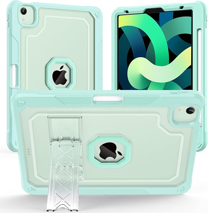 ZoneFoker Case for iPad Air 5th/ 4th Generation Case (2022/2020) 10.9'', for iPad Pro 11 Inch (4th/3rd/2nd/1st Gen), Hard Sturdy Slim Cover for iPad Air 5 4 th with Pencil Holder/Stand, Light Green