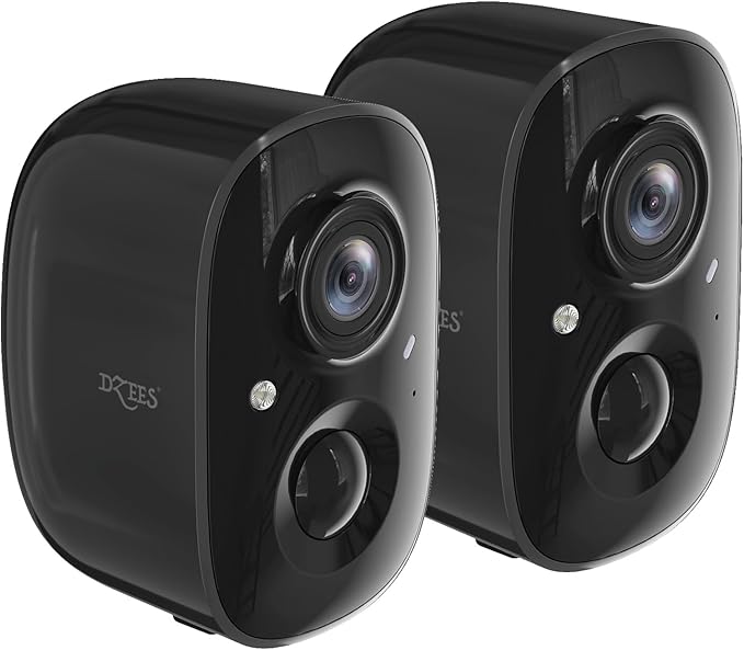 Dzees 2K Security Cameras Wireless Outdoor, Indoor-Outside WiFi Battery Powered Camera for Home Security,Color Night Vision,2-Way Talk,AI Motion Detection,Spotlight Siren Alarm,SD/Cloud Storage,2 Pack