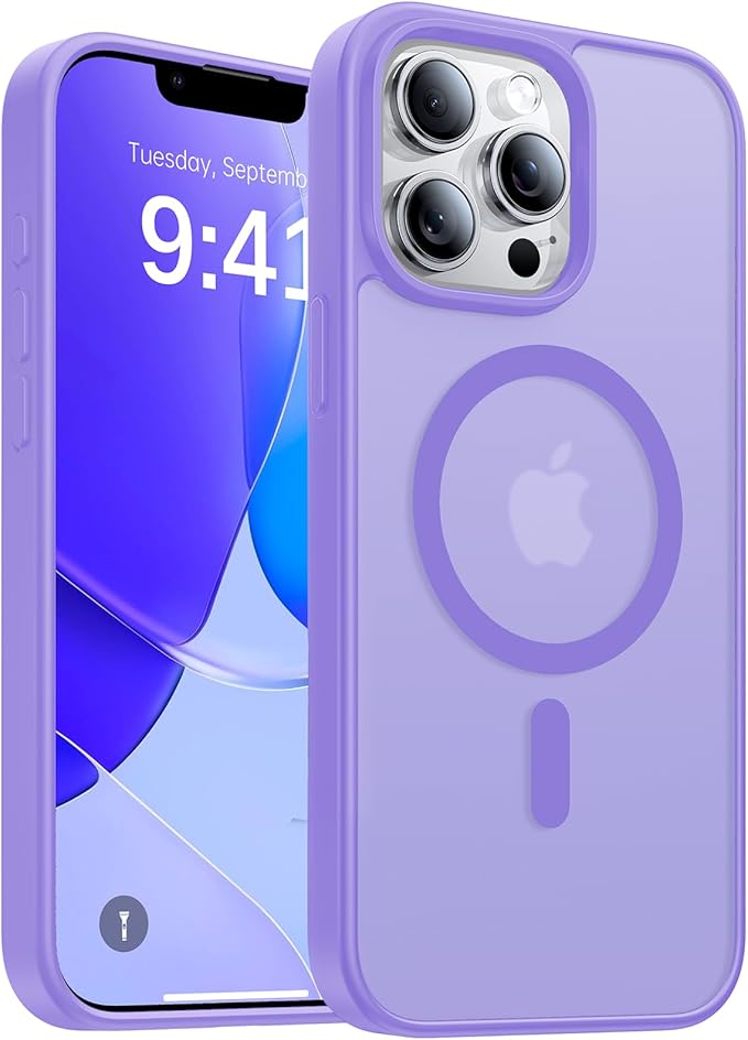 Magnetic for iPhone 13 Pro Max Case, [Compatible with MagSafe][Military-Grade Drop Protection][Anti-Yellowing] Shockproof Translucent Matte Cover for iPhone 13 Pro Max Phone Case,Light Purple