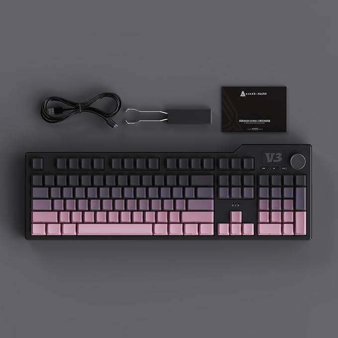 AK35I V3 104-Key Full Size Wired Gasket Mount Gaming Keyboard with Multimedia Buttons & Knob Control | Five Layer Pad | OEM Profile PBT Keycaps | White Backlit Custom Keyboard