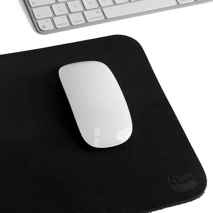 Hide & Drink, Durable Mouse Pad, Executive Mousepad for Work Desk & Office Essentials, Genuine Mat, Thick Full Grain Leather, Handmade, Charcoal Black
