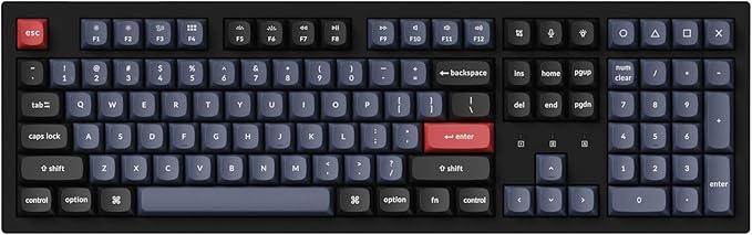Keychron K10 Pro QMK/VIA Custom Wireless Mechanical Keyboard, Hot-Swappable Full Size 108 Keys Programmable RGB LED Backlit Banana Switch, Bluetooth/USB-C Wired Gaming Keyboard for Mac Windows Linux