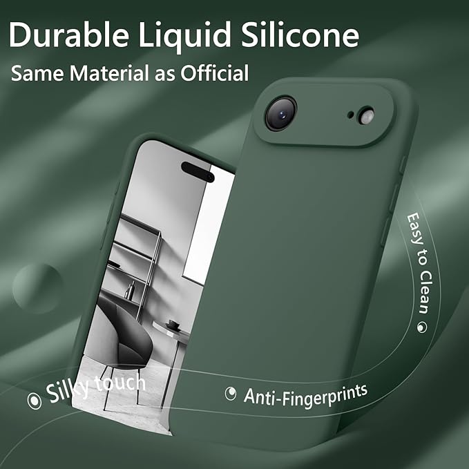 FireNova Magnetic for iPhone Air Case, Compatible with MagSafe, [Integrated Silicone Camera Control Button] [Camera Protection] Microfiber Lining Phone Case for iPhone 17 Air, 6.5", Alpine Green