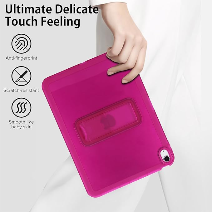 Slim Case for iPad Air 11-inch M4/M3/M2 (2026/2025/2024), Built-in Kickstand Non-Slip Shockproof Rugged Protective for Women Men, Rose
