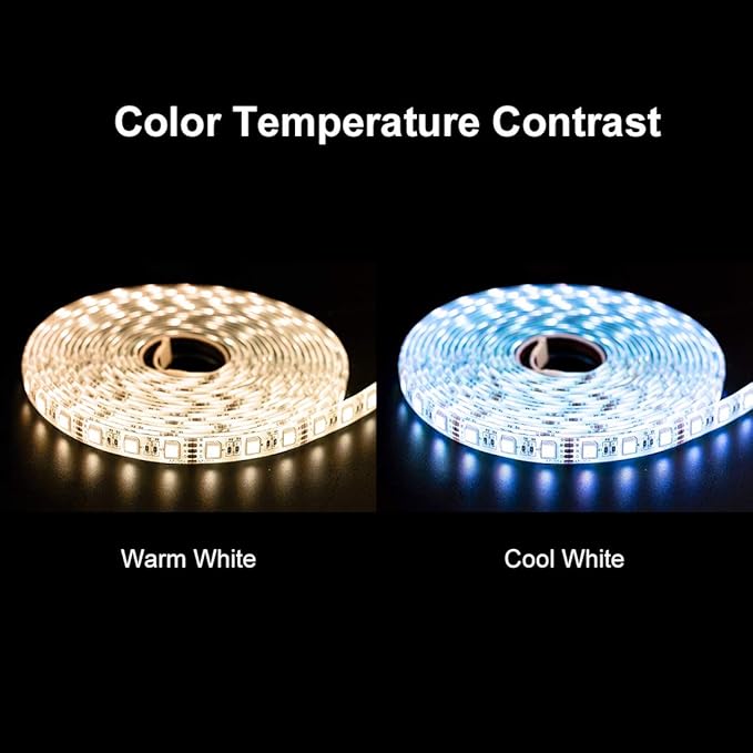 BTF-LIGHTING 5050 RGBW RGB+Warm White(2700K-3000K) 4 Colors in 1 LED Tape Light DC12V 5m 16.4ft 60LED/m Multi-Colored IP30 White 12mm PCB for Bedroom Kitchen Home Decoration(No Adapter or Controller)