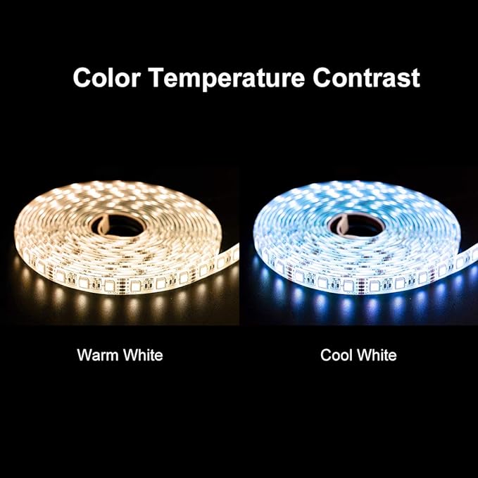 BTF-LIGHTING 5050 RGBW RGB+Cool White(6000K-7000K) 4 Colors in 1 LED Tape Light DC24V 5m 16.4ft 60LED/m Multi-Colored IP65 White 12mm PCB for Bedroom Kitchen Home Decoration(No Adapter or Controller)