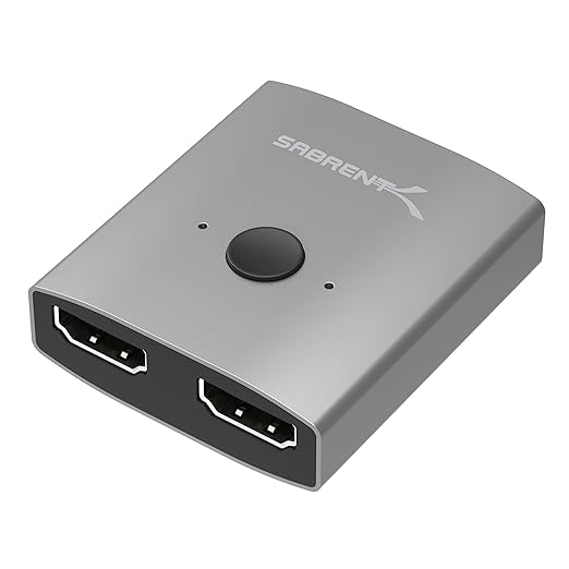 SABRENT HDMI Switch, 4K@60Hz HDMI Switcher, Splitter 2 in 1 Out, Supports HDR, 3D, Dolby, Compatible with Laptops, PC, Xbox Series, PS5 / PS4, Projector, and More (DA-HSW2)