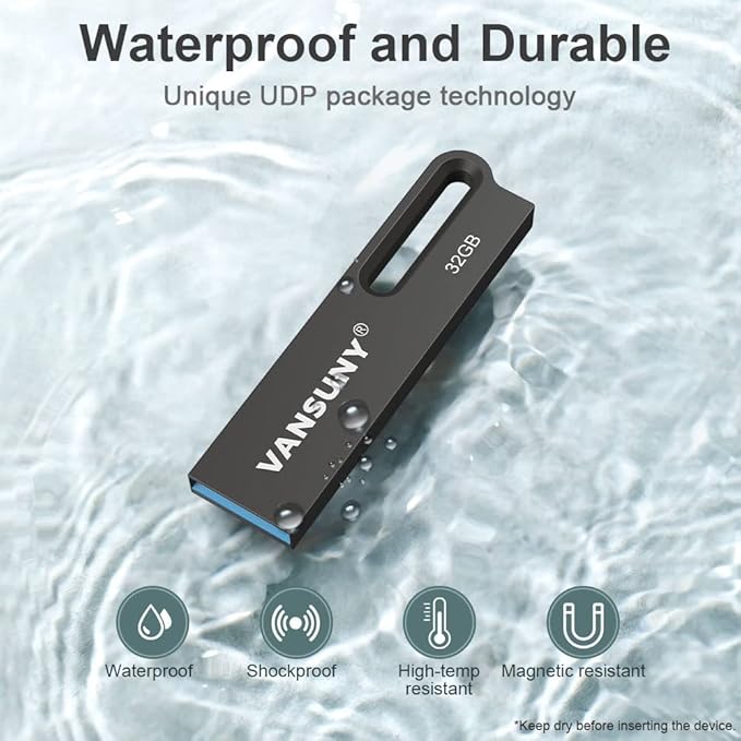Vansuny 3 Pack 32GB USB Flash Drives USB 3.0 Metal Waterproof Flash Drive Ultra High Speed Memory Sticks, Portable Thumb Drive for PC/Tablets/Mac/Laptop