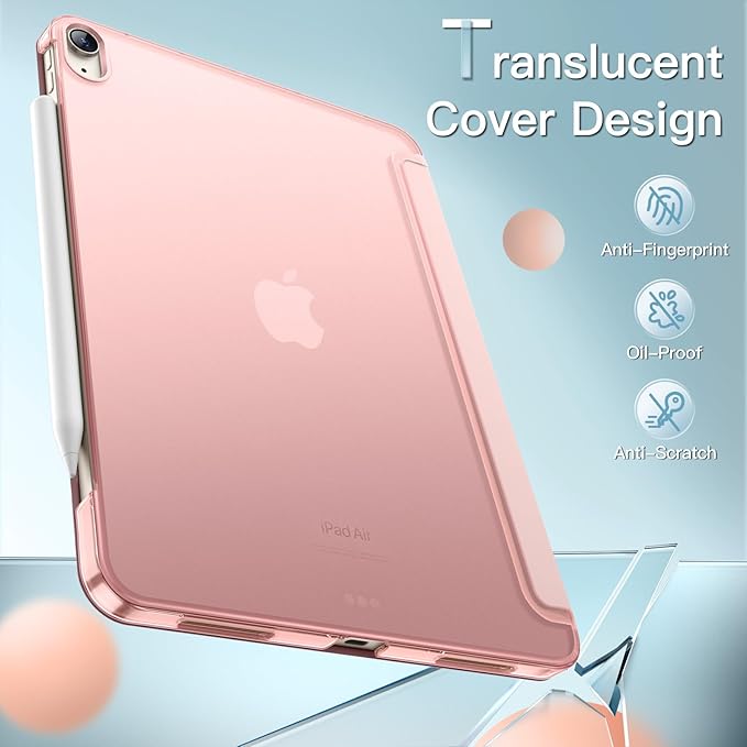 JETech Case for iPad Air 13-Inch M4/M3/M2 (2026/2025/2024), Slim Stand Hard Back Shell Smart Cover with Auto Wake/Sleep (Sandy Pink)