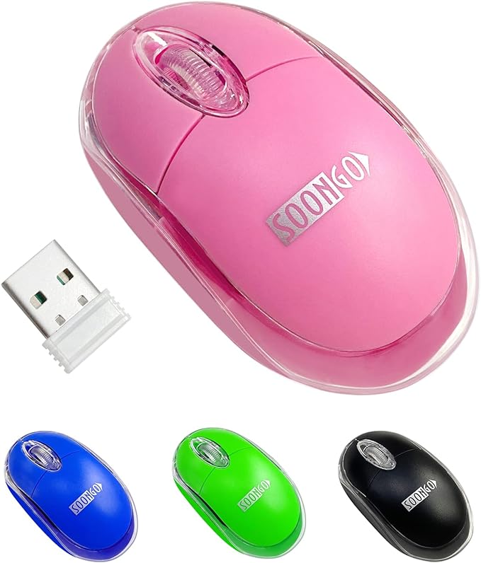 SOON GO Pink Wireless Mouse,mini Portable Mobile Optical Cordless Mouse fit for Mac,Chromebook Laptop, Desktop Kids and Teen Girl Birthday