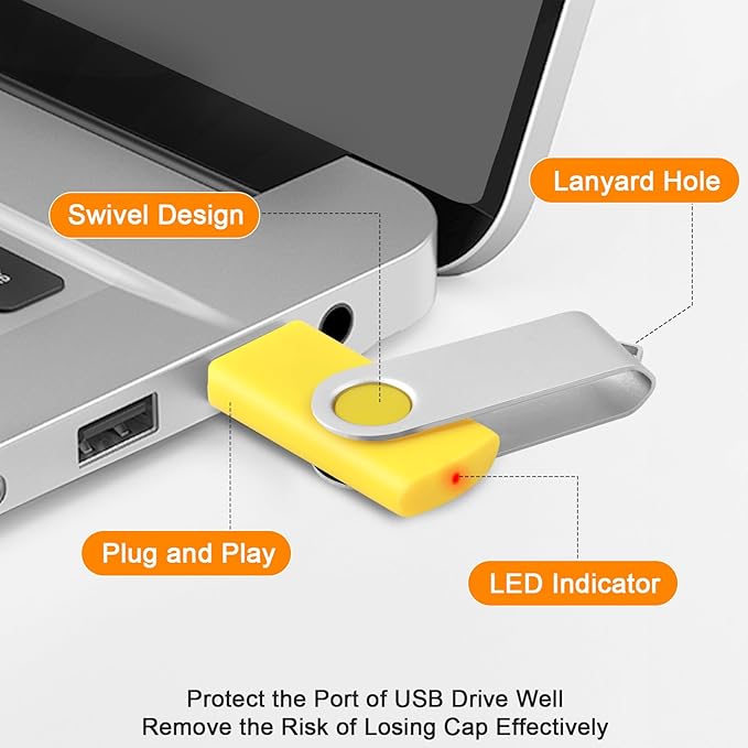 256MB USB Flash Drive Thumb Drives 10 Pack, Bulk USB Drives Memory Stick with Lanyards, Swivel Jump Drive Memoirs Zip Backup Pendrive for Computer, Data Storage and Transfer, Office Supplies