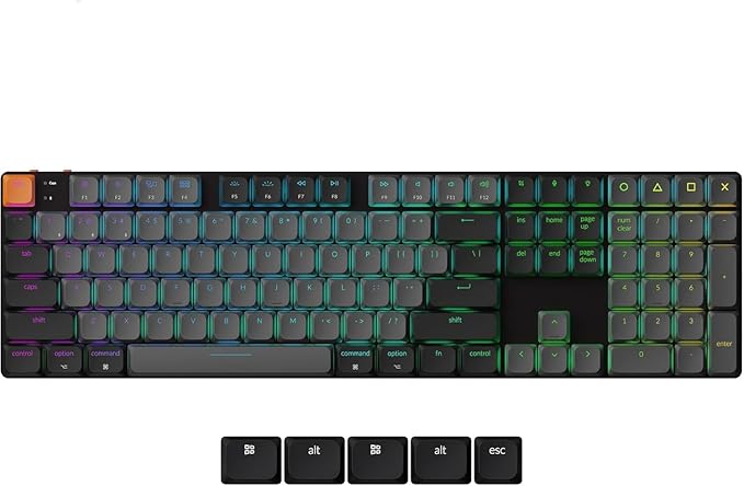 Keychron K5 Version 2, QMK Ultra-Slim 100% Full Size Layout Wireless Mechanical Keyboard, Hot-swappable 104 Keys Low-Profile Mechanical Brown Switch, RGB Backlight Wired/Bluetooth for Mac/Windows