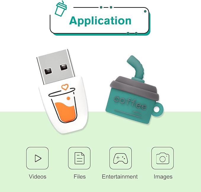 32GB Cute USB Flash Drive Computer Memory Stick Funny USB Pendrive for Teachers, Students, Family and Friends - Blue Coffee