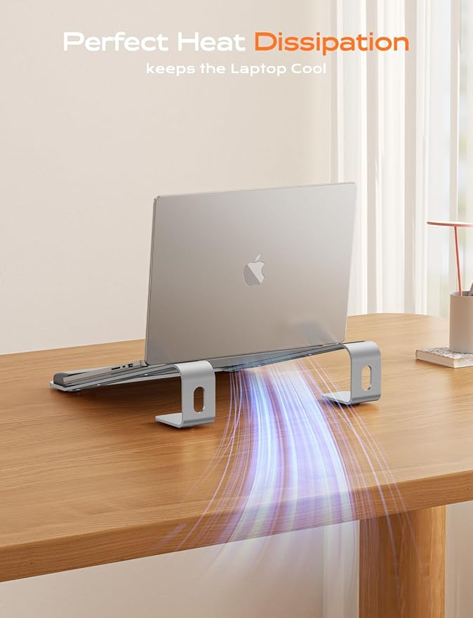LOXP Laptop Stand for Desk, Laptop Stand with Wrist Support, Ergonomic Detachable Laptop Riser, Mount, Riser Holder Notebook Stand for MacBook Air Pro, HP, Dell, XPS, HP (10-17") Laptops - Silver