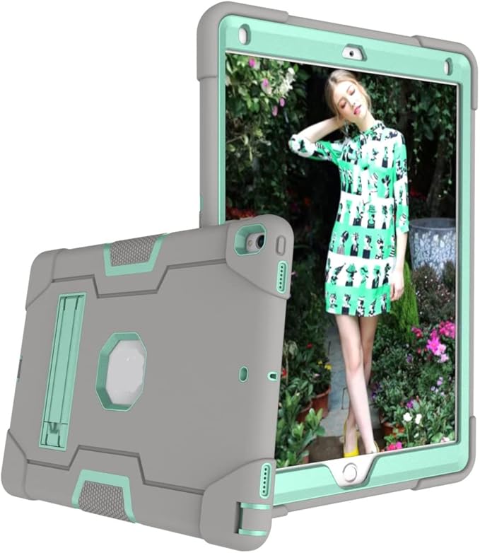 3 in 1 Hybrid Case for iPad Air 3 10.5" & iPad Pro 10.5" - Heavy Duty Rugged Stand, Shockproof, Anti-Slip, Anti-Scratch, Gray/Green