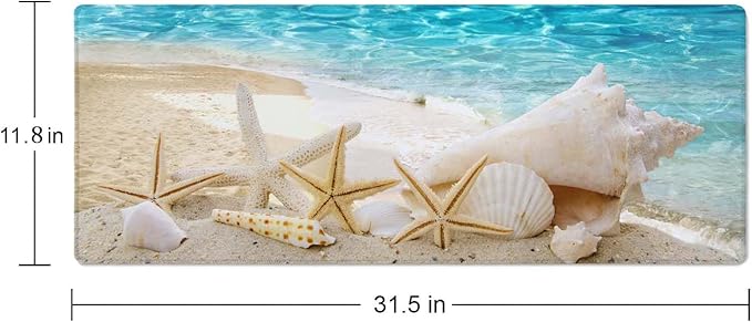 Starfishes Beach Gaming Mouse Pad, Extended Large Mouse Mat Desk Pad, Big Computer Keyboard Desk Pad, Stitched Edges Mousepad, 3mm Thick Long Non-Slip Rubber Base Mice Pad, 31.5 X 11.8 Inch