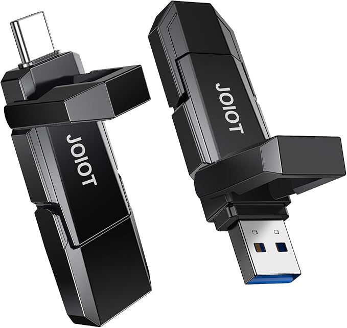 JOIOT USB C Flash Drive 128GB Up to 450MB/s Dual Type-C & USB-A USB 3.2 Solid State Drive USB-C Thumb Drive Compatible with iPhone 15/16 Series Smartphone Tablet Laptop Car Smart TV Game Console
