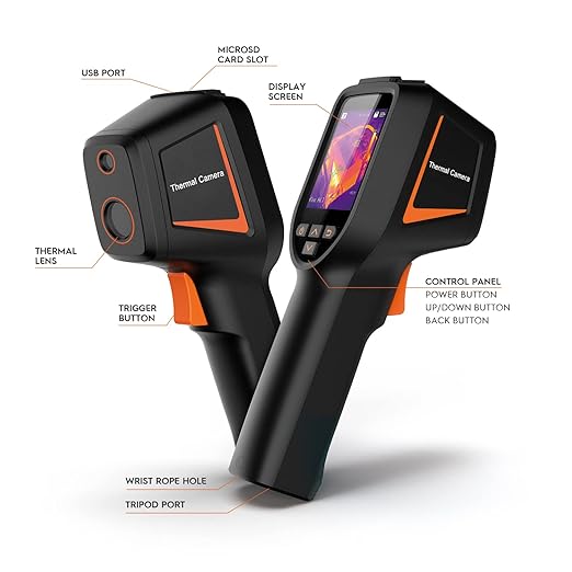 Amcrest Thermal Imaging Camera (256 x 192 Resolution), Commercial Thermal Imager, Handheld Thermal Camera, 49152 Pixels, Thermometer with 2.4" Color Display Screen (TPC-HT2201-TB3)