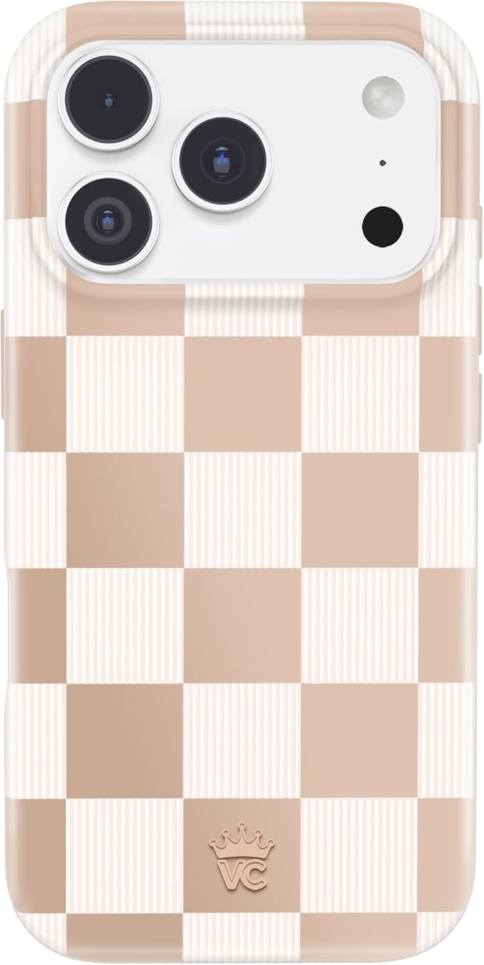 VELVET CAVIAR Case for iPhone 17 Pro | Compatible with MagSafe | 10ft Drop Tested | Protective Designer Cases | Nude Vibe Checkered 2.0