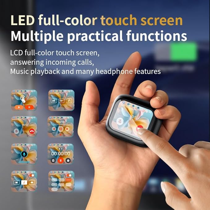 Touch screen earbuds Wireless Earbuds - Active Noise Cancelling Earbuds ANC with Smart Touch Screen - Ear Earbuds with Wireless Charging Case LED Display Deep Bass Earphones Headset with Built (White)