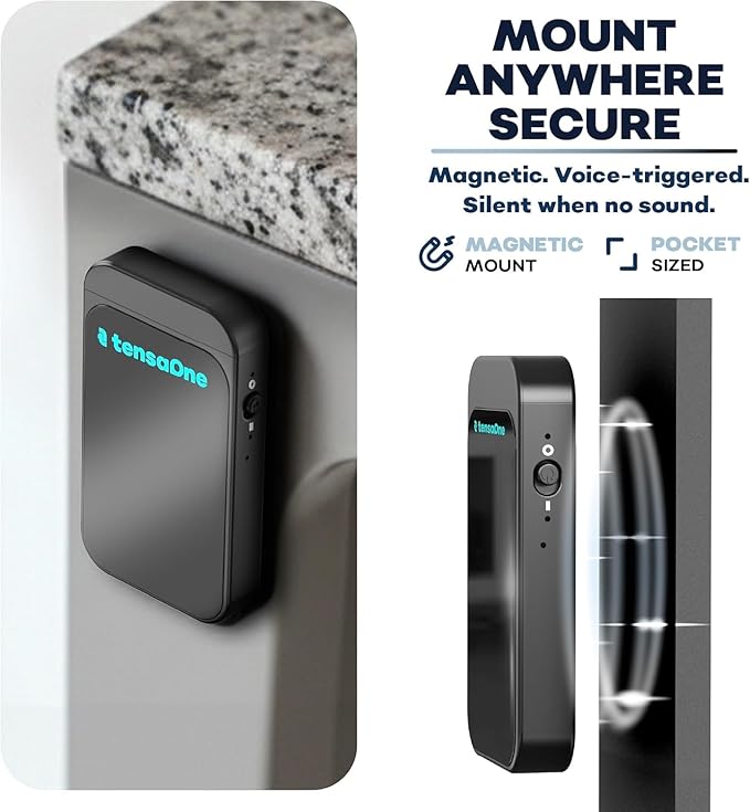 Voice Activated Recorder Essential Quick 32 – Ultra-Light Magnetic Audio Recorder for Quick Voice Capture, Standard Noise Reduction, USB-C Access, Minimalist Pocket Recorder, Black