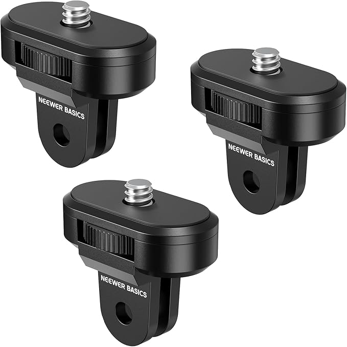 NEEWER 3 Pack Tripod Mount Adapter Kit Compatible with Insta360 DJI OSMO 360 Pocket 3 Action Camera for POV Video Recording, 1/4"-20 to 2 Prong Conversion Screw Parts Accessories, GP-92