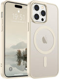 SUPFINE Magnetic for iPhone 14 Pro Max Case (Compatible with MagSafe) (Military Grade Drop Protection) Slim Translucent Matte Shockproof with Anti-Fingerprint Phone Case,Antique White