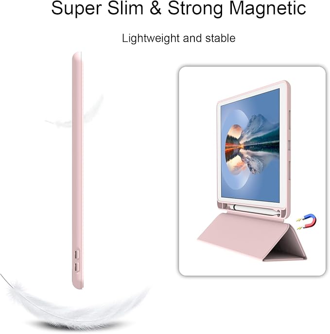 Case for iPad Air 3 / Pro 10.5 Inch, Lightweight Slim Soft TPU Trifold Stand Smart Cover, Auto Sleep/Wake Case with Pencil Holder for iPad Air 3rd Generation/Pro 10.5 - Pink